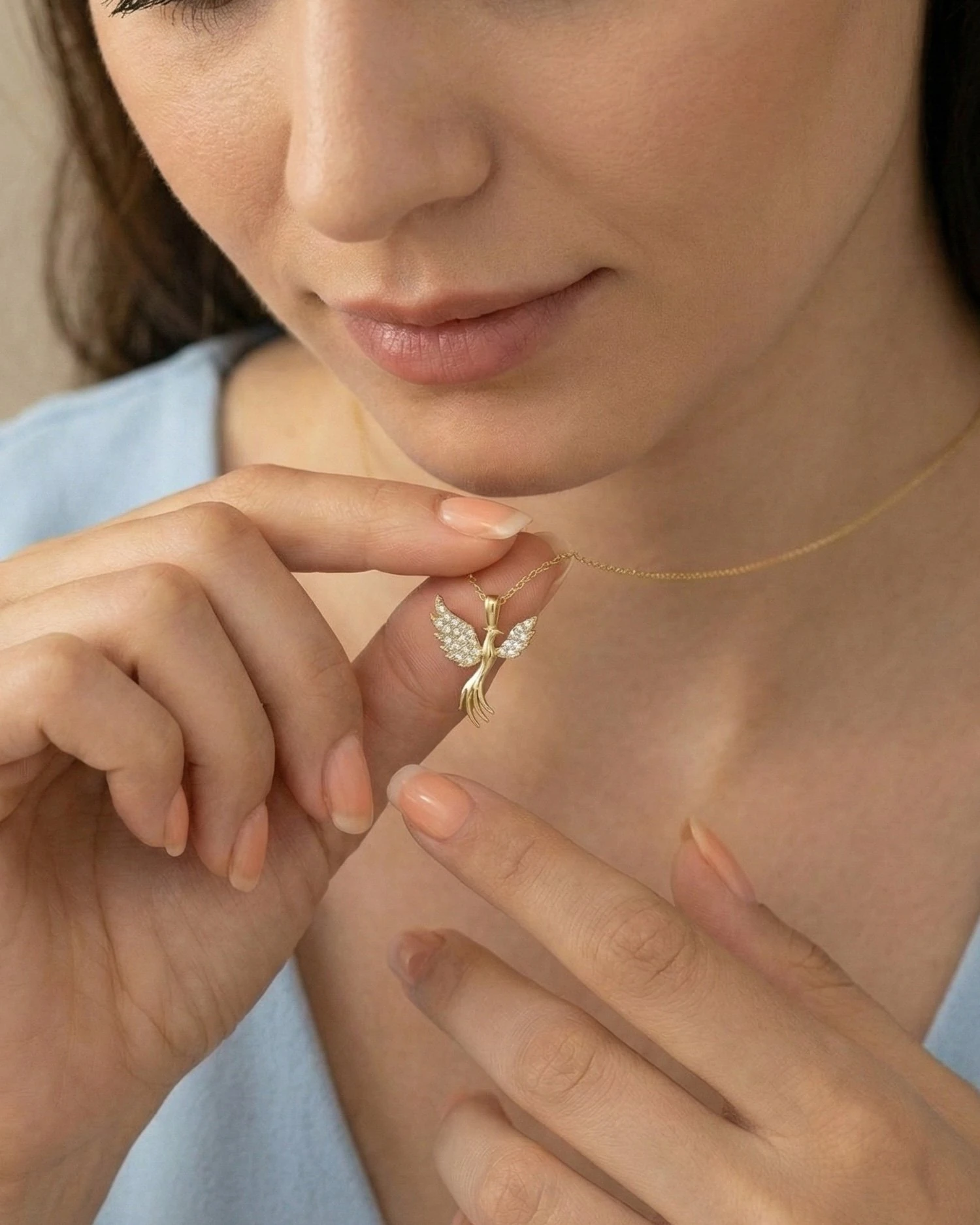 Küçük Anka Kuşu 14 Ayar Altın Kolye