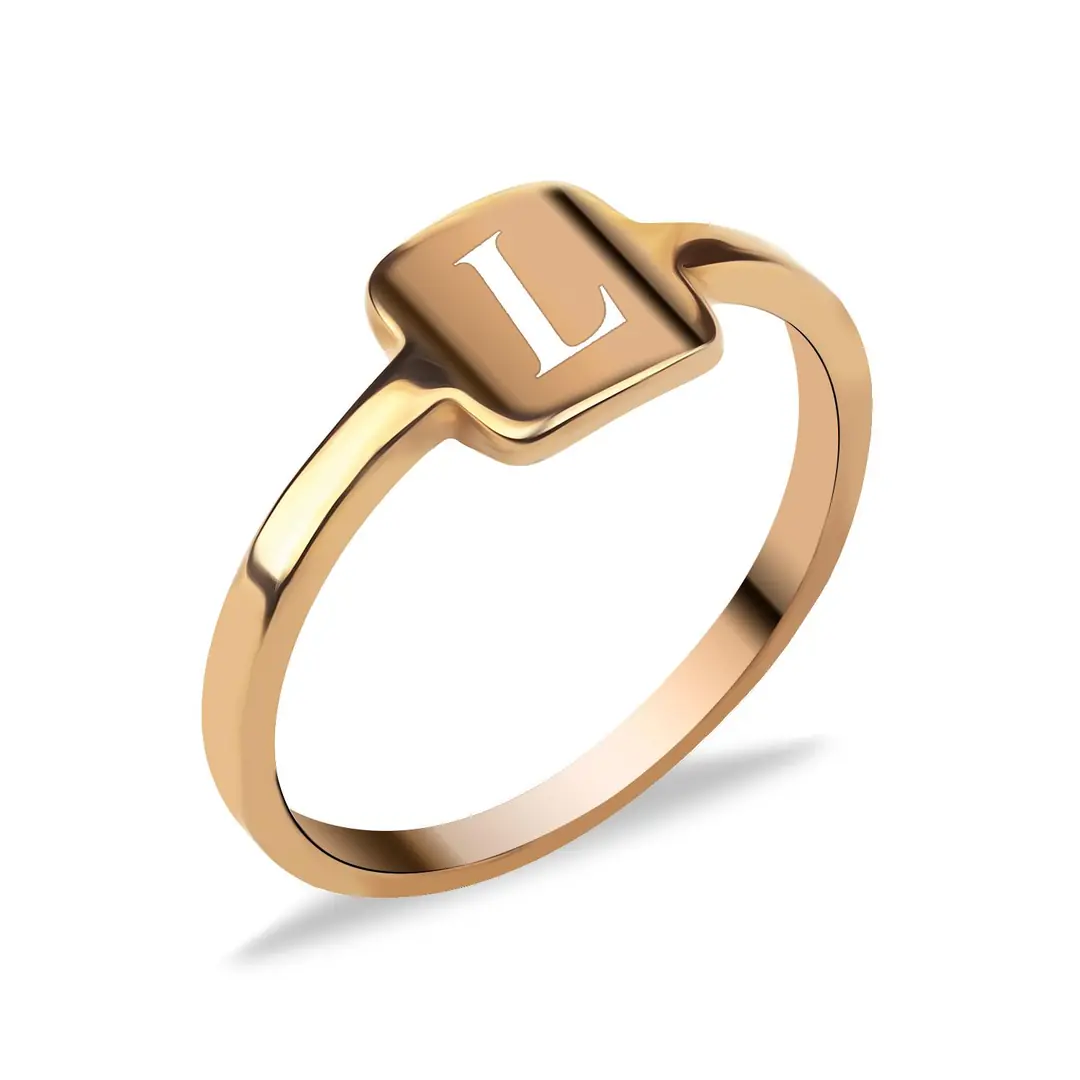 Personalized Initial Rose Silver Ring