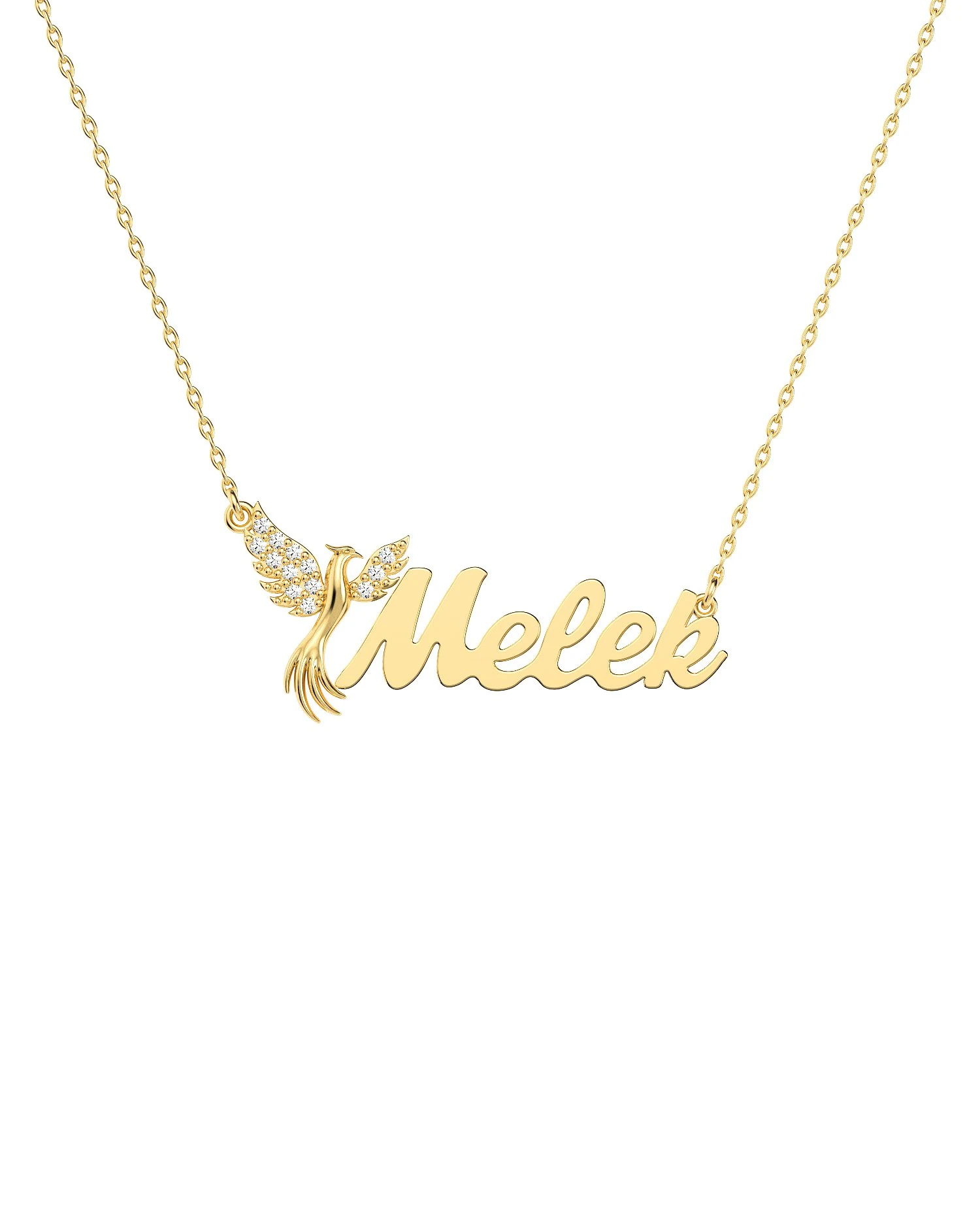 İsimli Anka Kuşu Altın Kaplama Gümüş Kolye