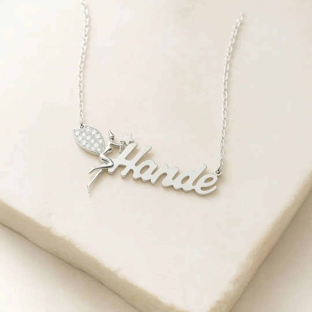 Small Peri Personalized White Silver Necklace