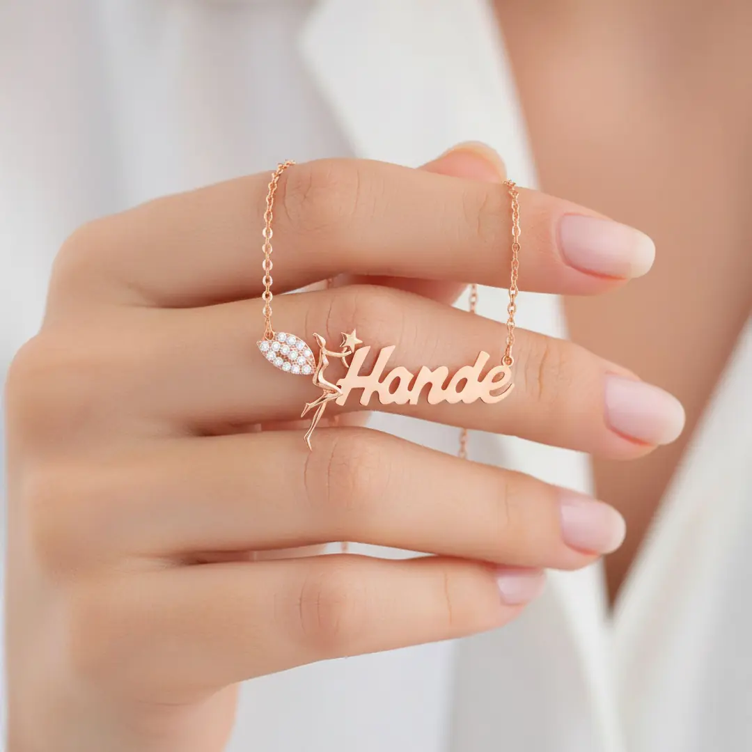 Small Peri Personalized Rose Silver Necklace