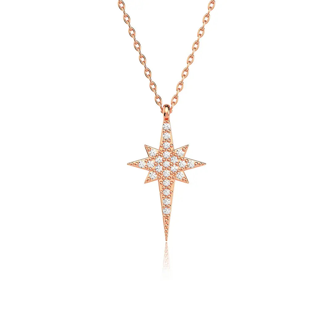 Small Polar Star Rose Silver Necklace