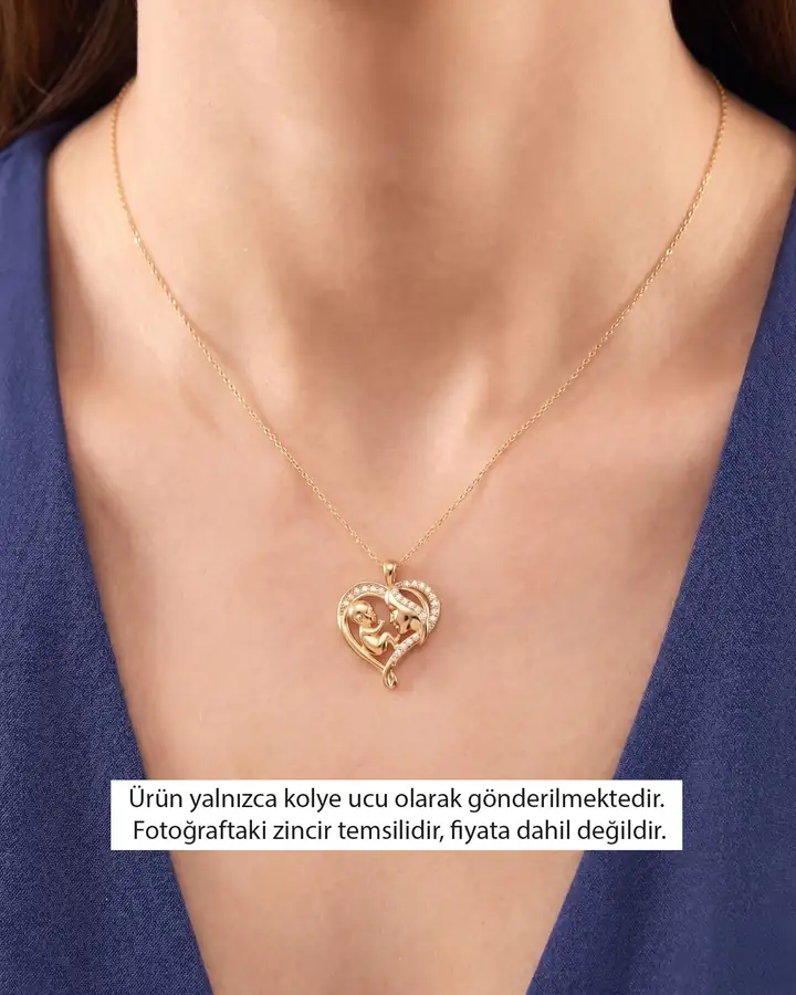 Kalpli Anne Bebek 14 Ayar Altın Kolye Ucu