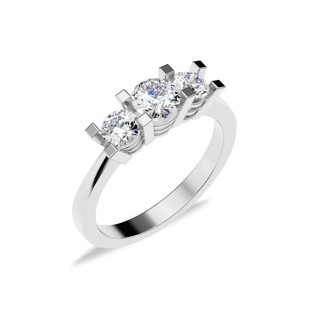 Klasik Diamond Mount Tria White Silver Ring