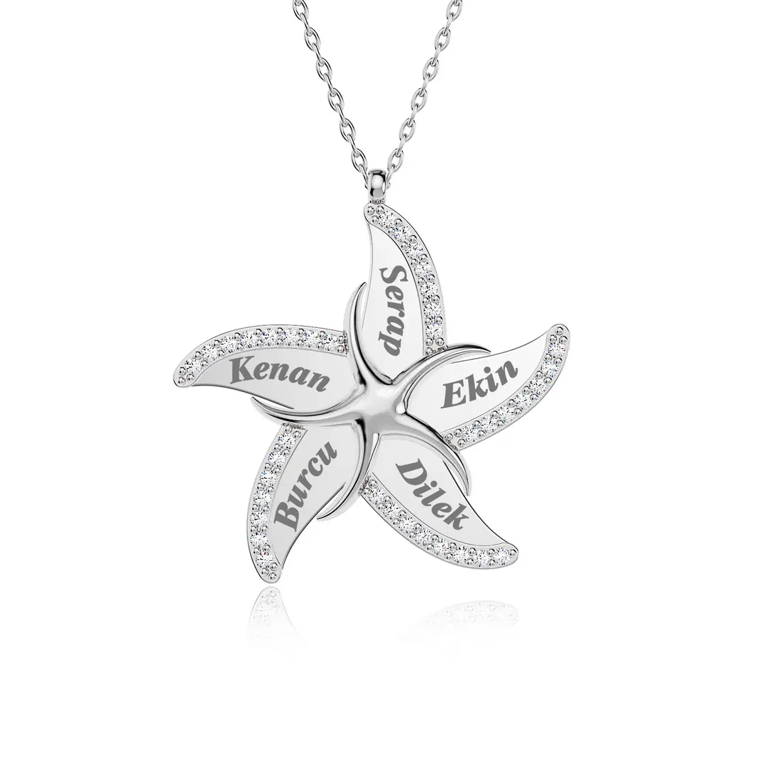 Personalized 5 Personalized Sea Star Silver Necklace