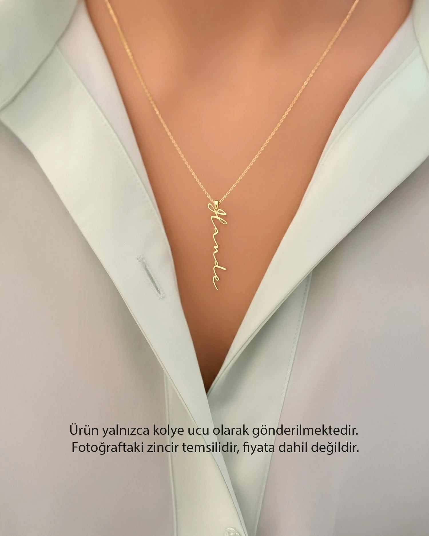 Dik İmza İsimli 14 Ayar Altın Kolye Ucu