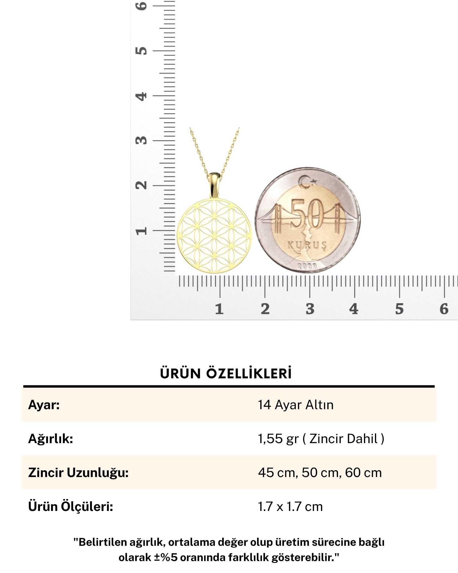 Yaşam Çiçeği 14 Ayar Altın Kolye