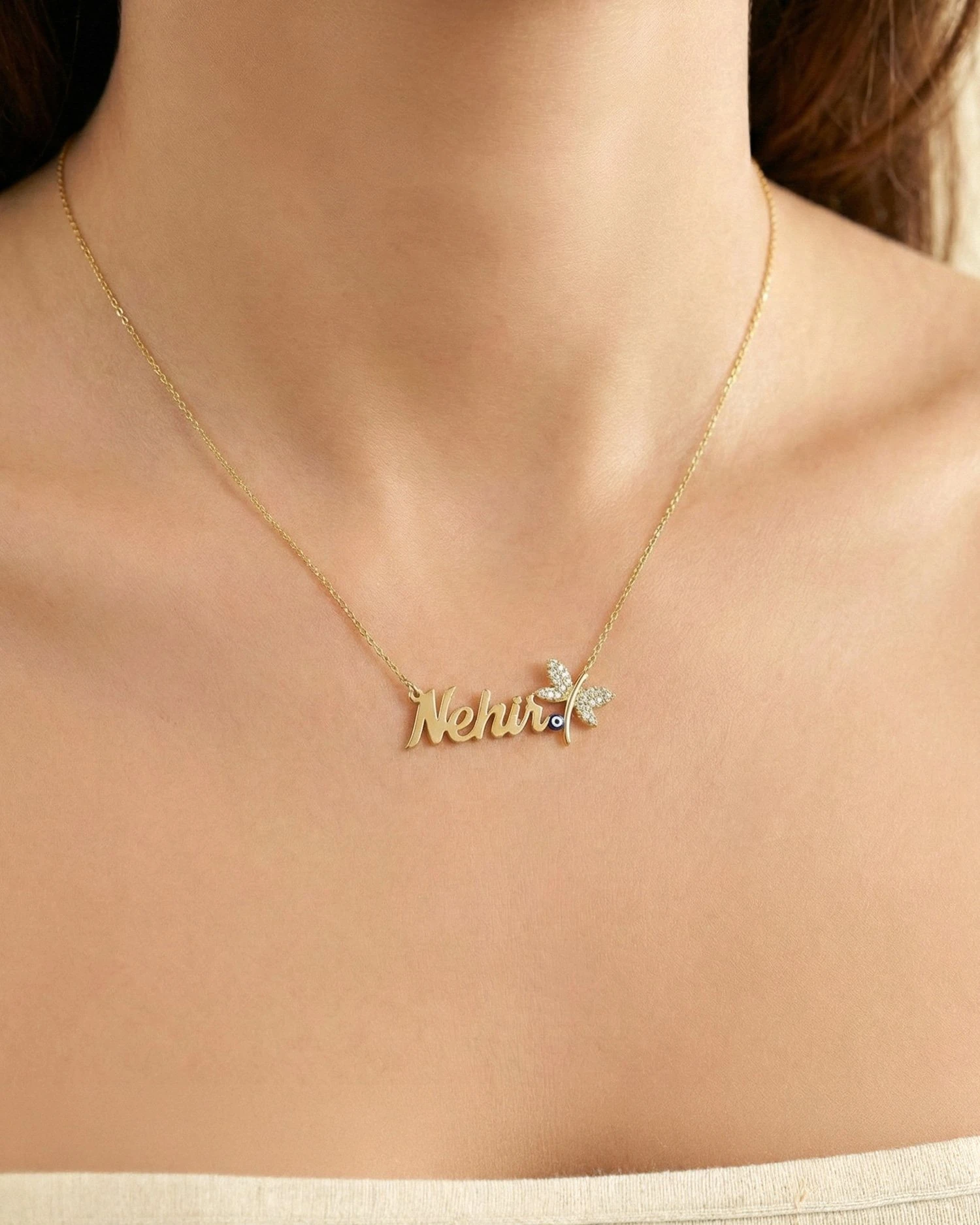 Nazar Mineli Yusufçuk İsimli 14 Ayar Altın Kolye