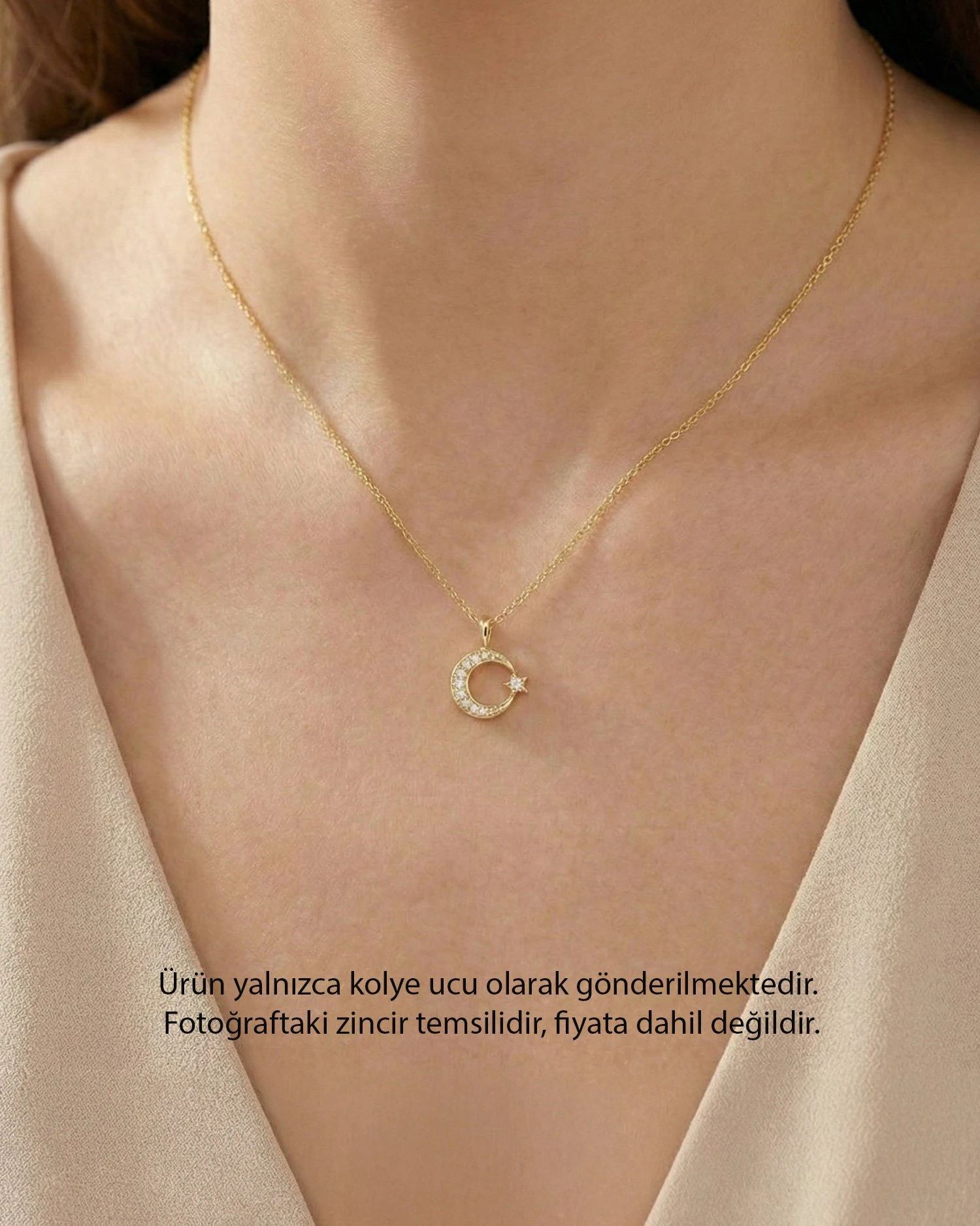 Küçük Ay Yıldız 14 Ayar Altın Kolye Ucu