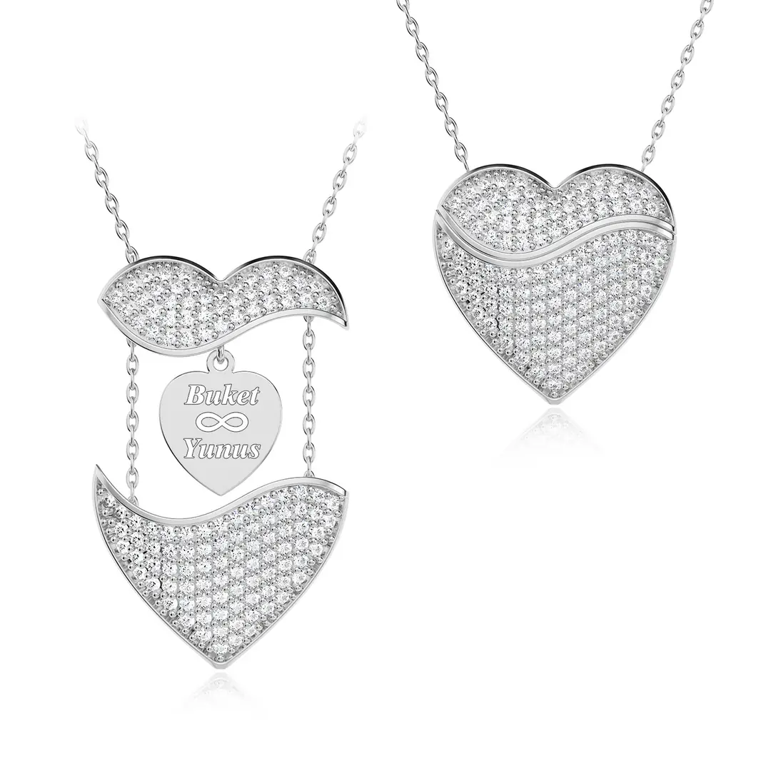 Personalized Kalbimdeki Sır Personalized White Silver Necklace
