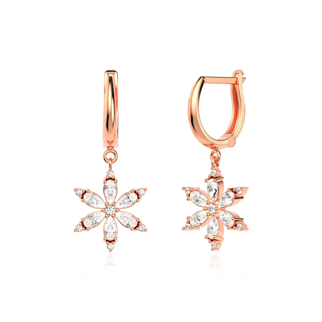 Lotus Flower Rose Silver Earrings