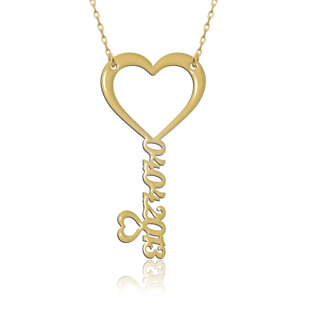 Personalized Date Heart Kalbimin Anahtarı Silver Necklace