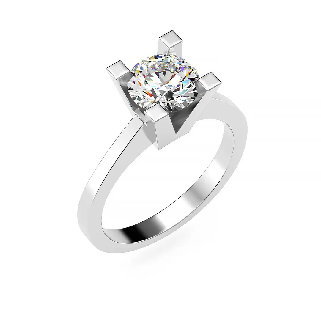 Klasik Single Stone Diamond Mount Silver Ring