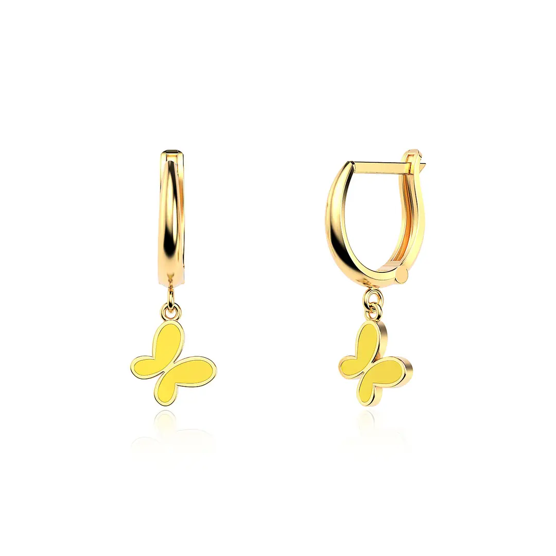 Enamel Butterfly Gold Plated Silver Earrings