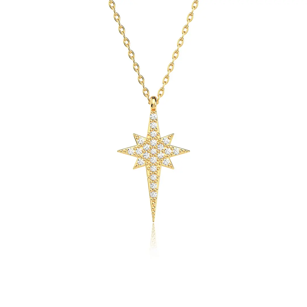 Small Polar Star Gold Plated Silver Necklace
