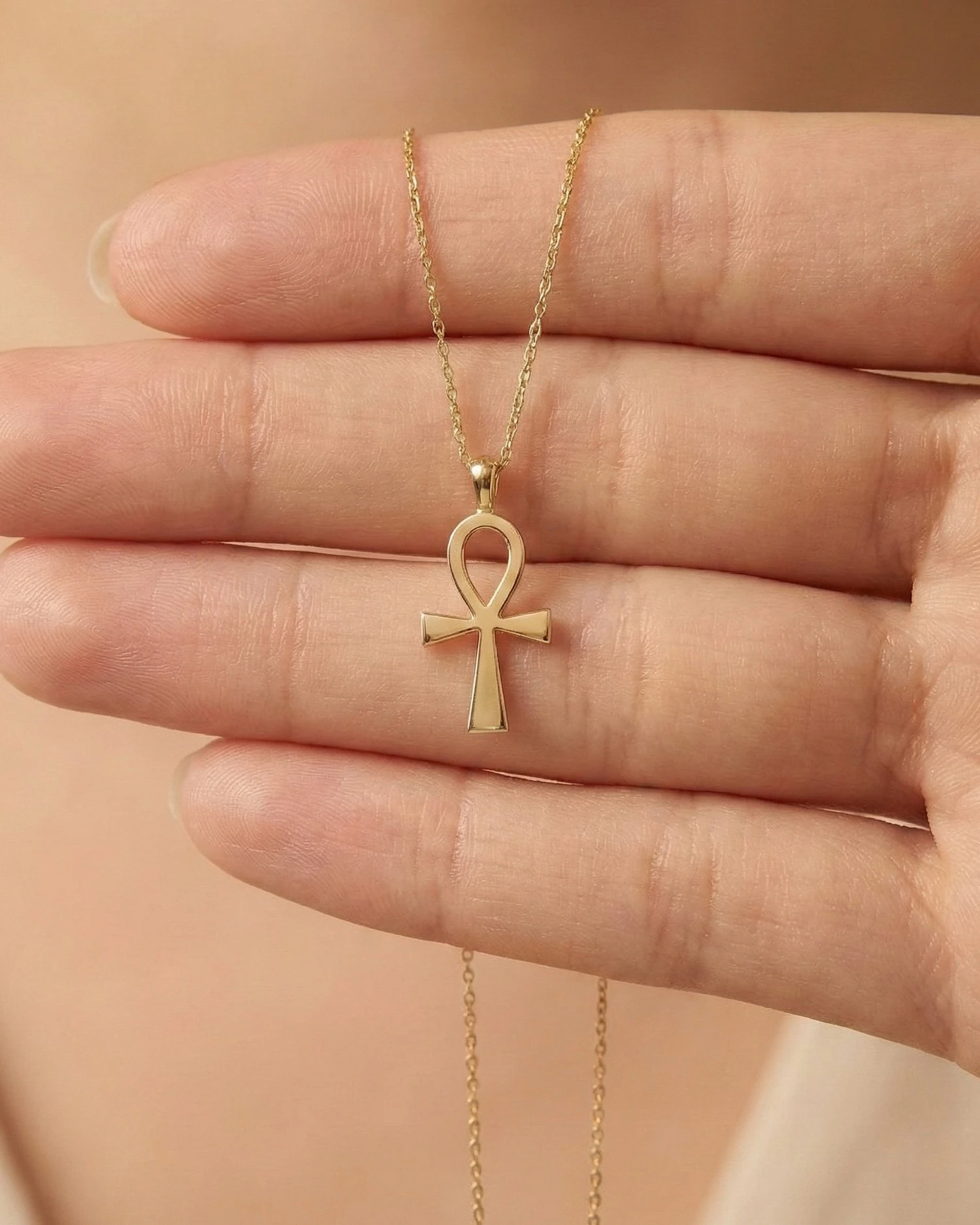 Ankh Antik Mısır Sembolü 14 Ayar Altın Kolye