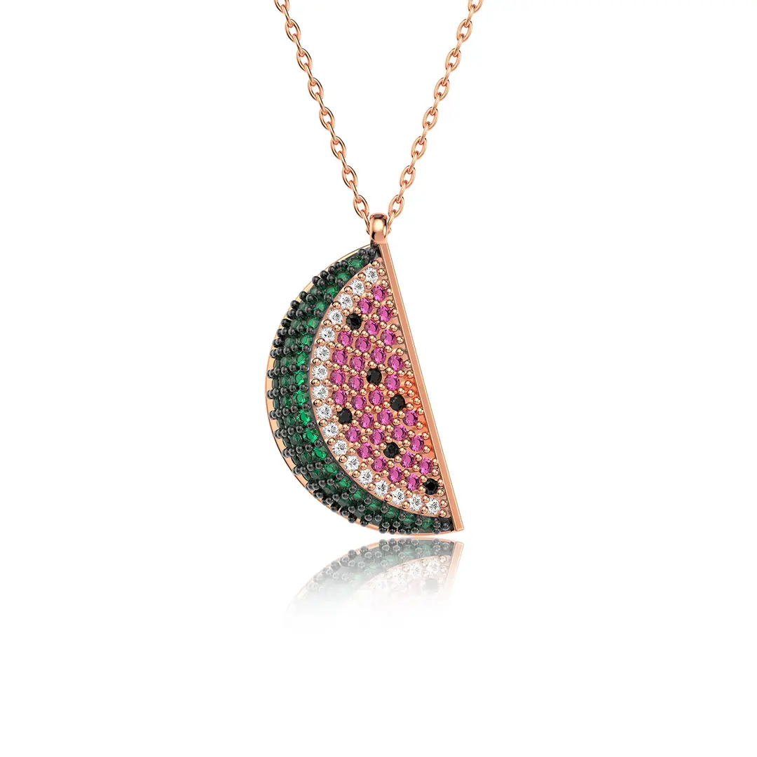 Karpuz Rose Silver Necklace