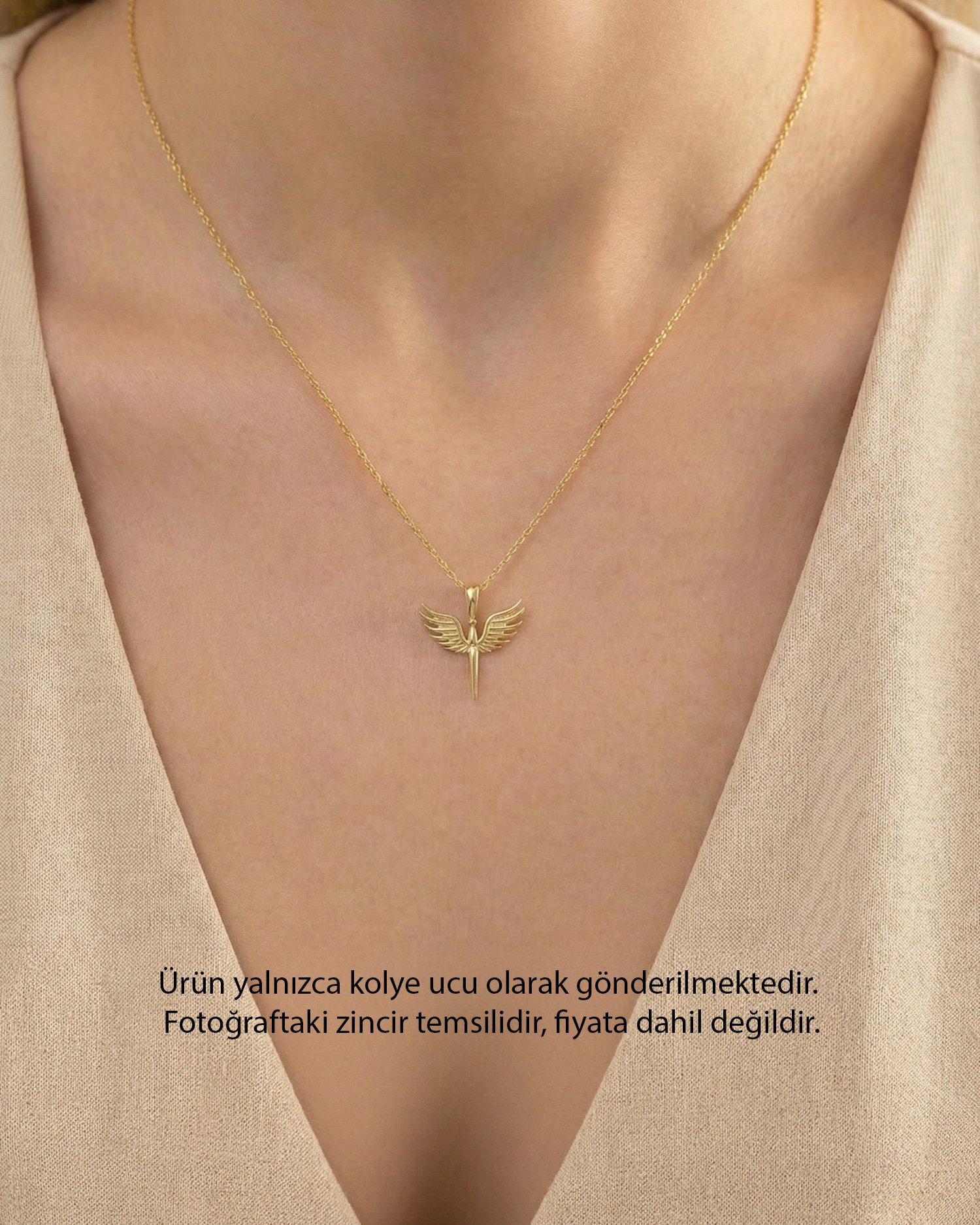 Sade Minik Mikail Meleği 14 Ayar Altın Kolye Ucu