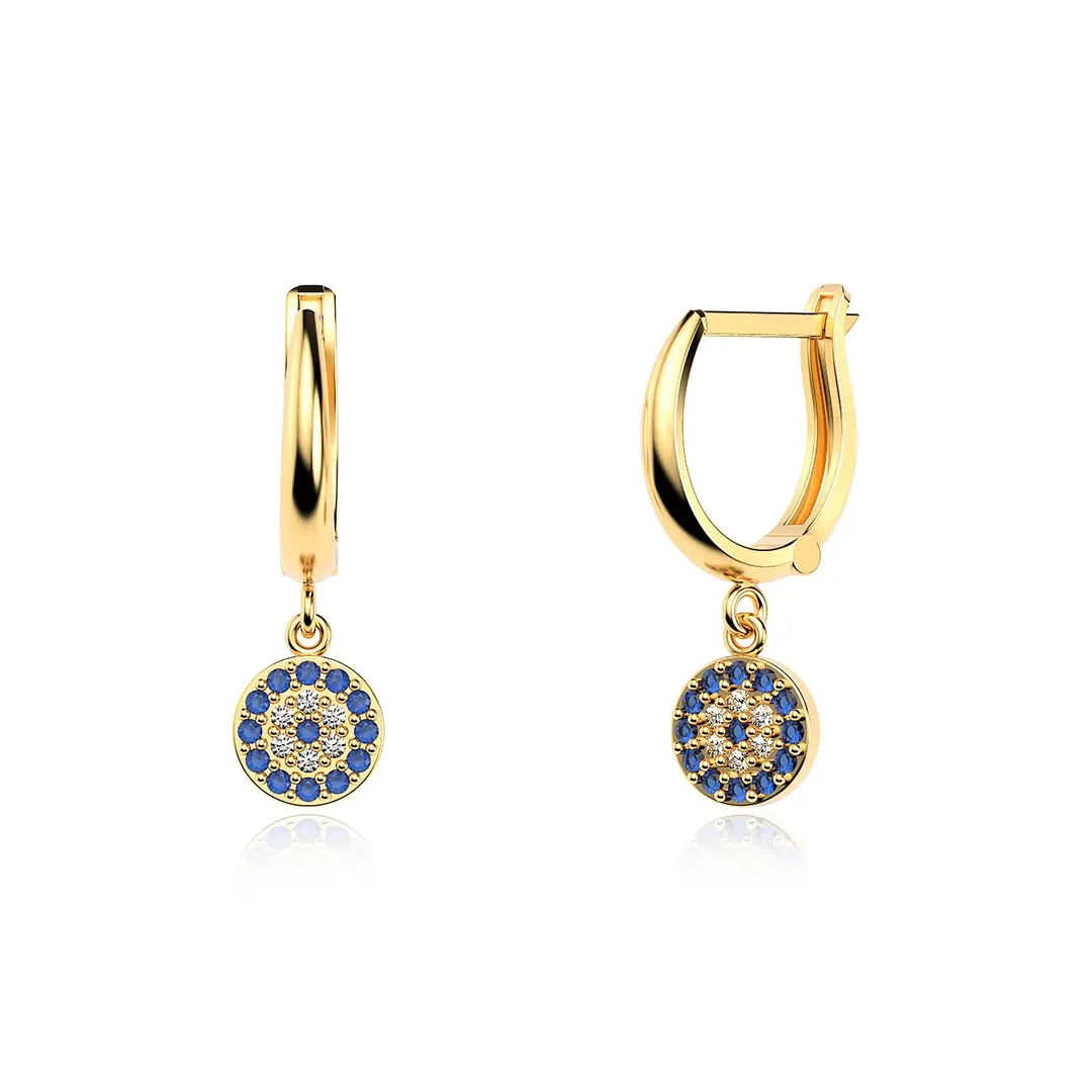 Small Evil Eye Bead Gold Plated Silver Earrings