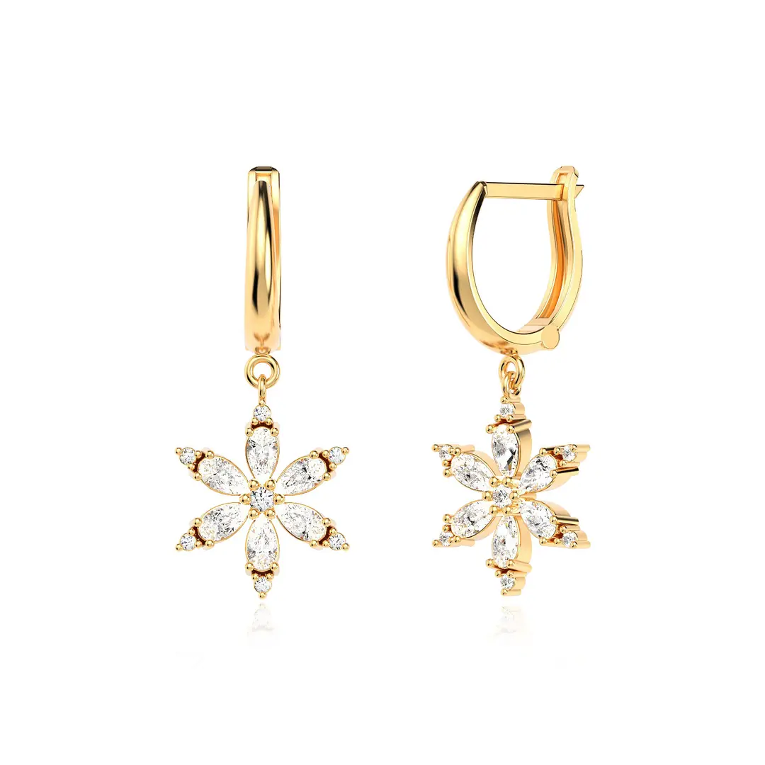Lotus Flower Gold Plated Silver Earrings
