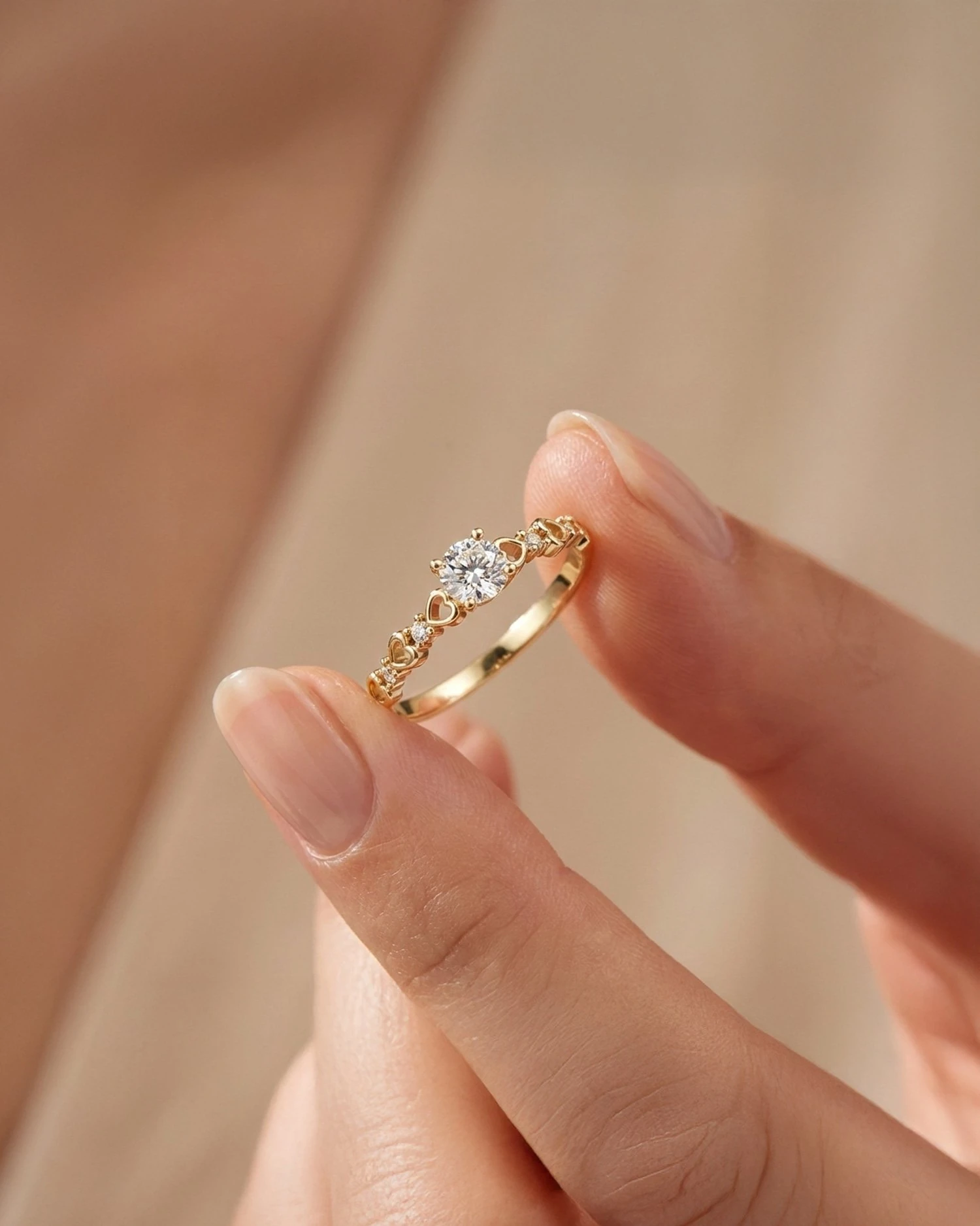 Kalpli Tek Taş 14 Ayar Altın Yüzük