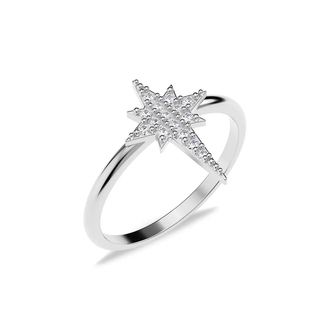 Polar Star White Silver Ring