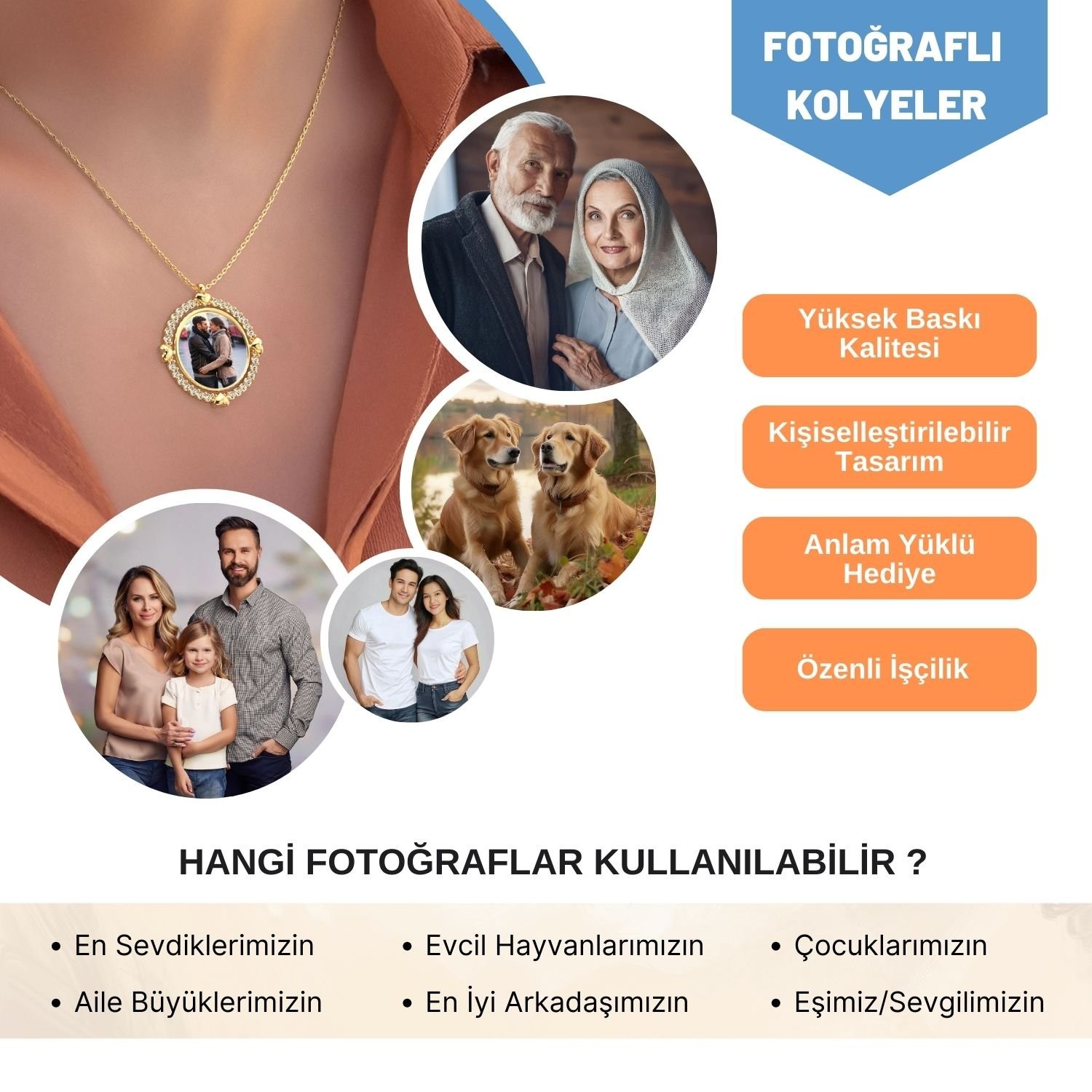 Işıklı Kutuda İsimli Fotoğraflı Dönen Çerçeve Gümüş Kolye