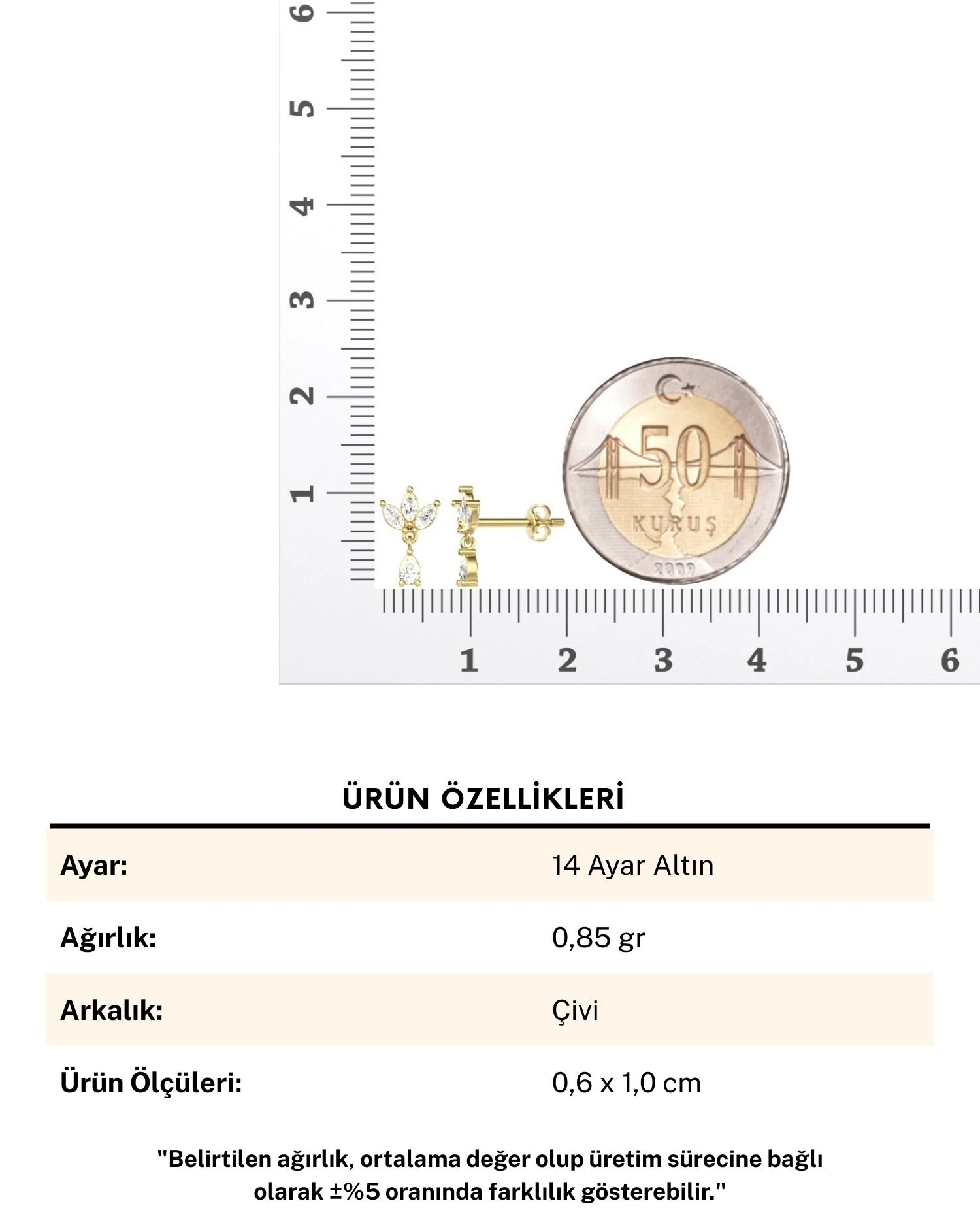 Damla Sallantılı Minik Üçlü Mekik 14 Ayar Altın Küpe