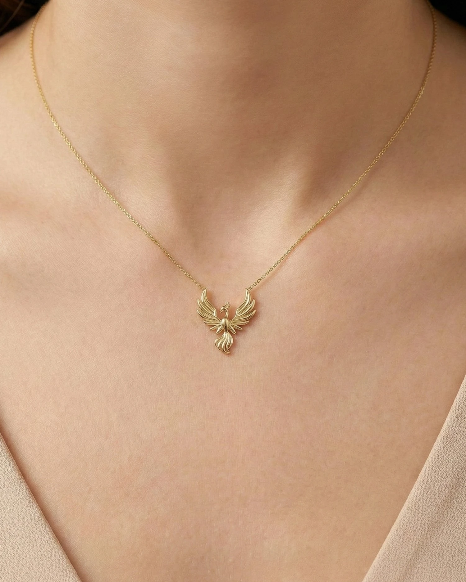 Sade Anka Kuşu 14 Ayar Altın Kolye