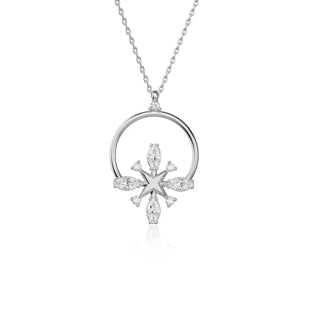 Markiz Star White Silver Necklace
