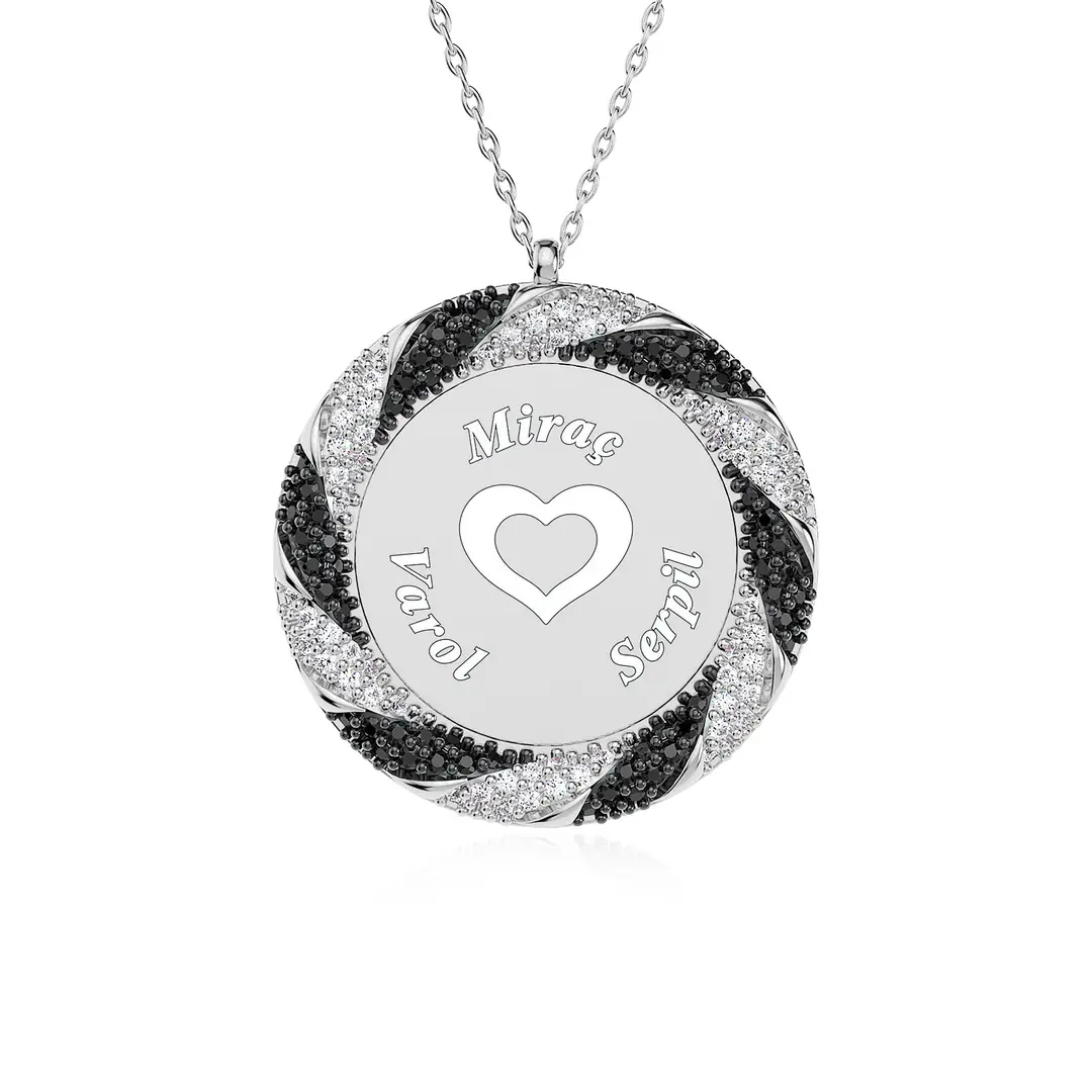 Personalized 3 Personalized Twist Frame Silver Necklace