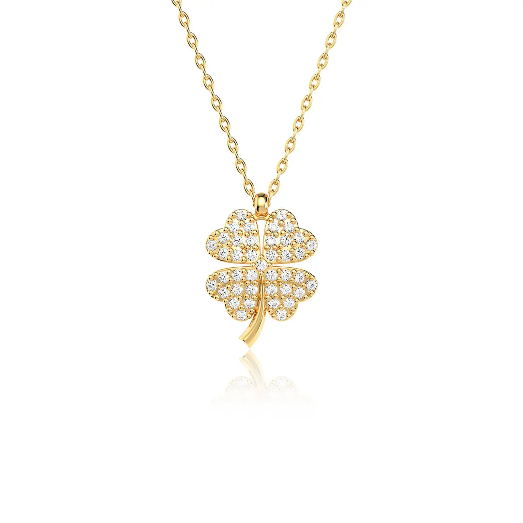 Small Clover Gold Plated Silver Necklace