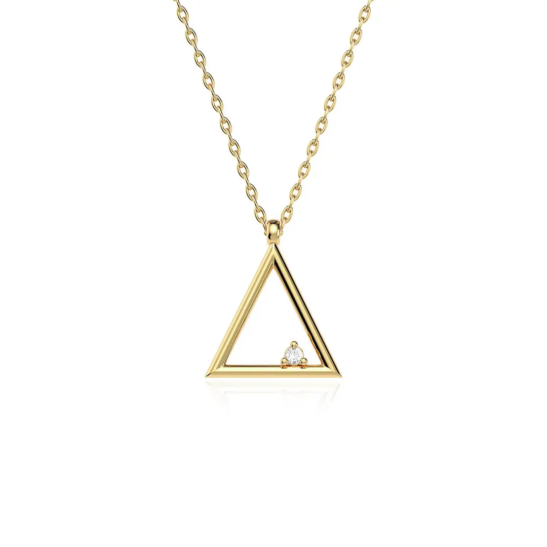 Small Triangle Frame Gold Plated Silver Necklace