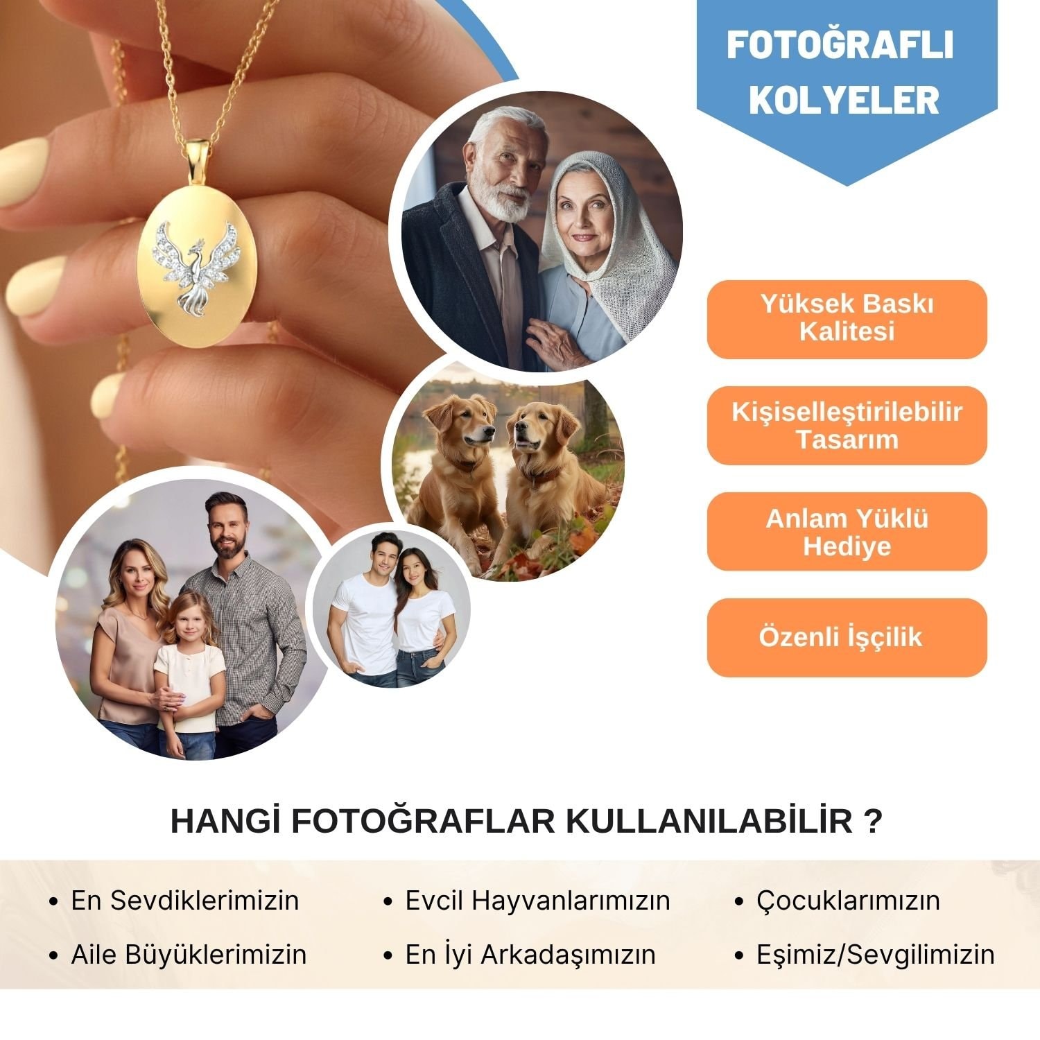 Fotoğraflı Açılabilir Anka Kuşu Altın Kaplama Gümüş Kolye