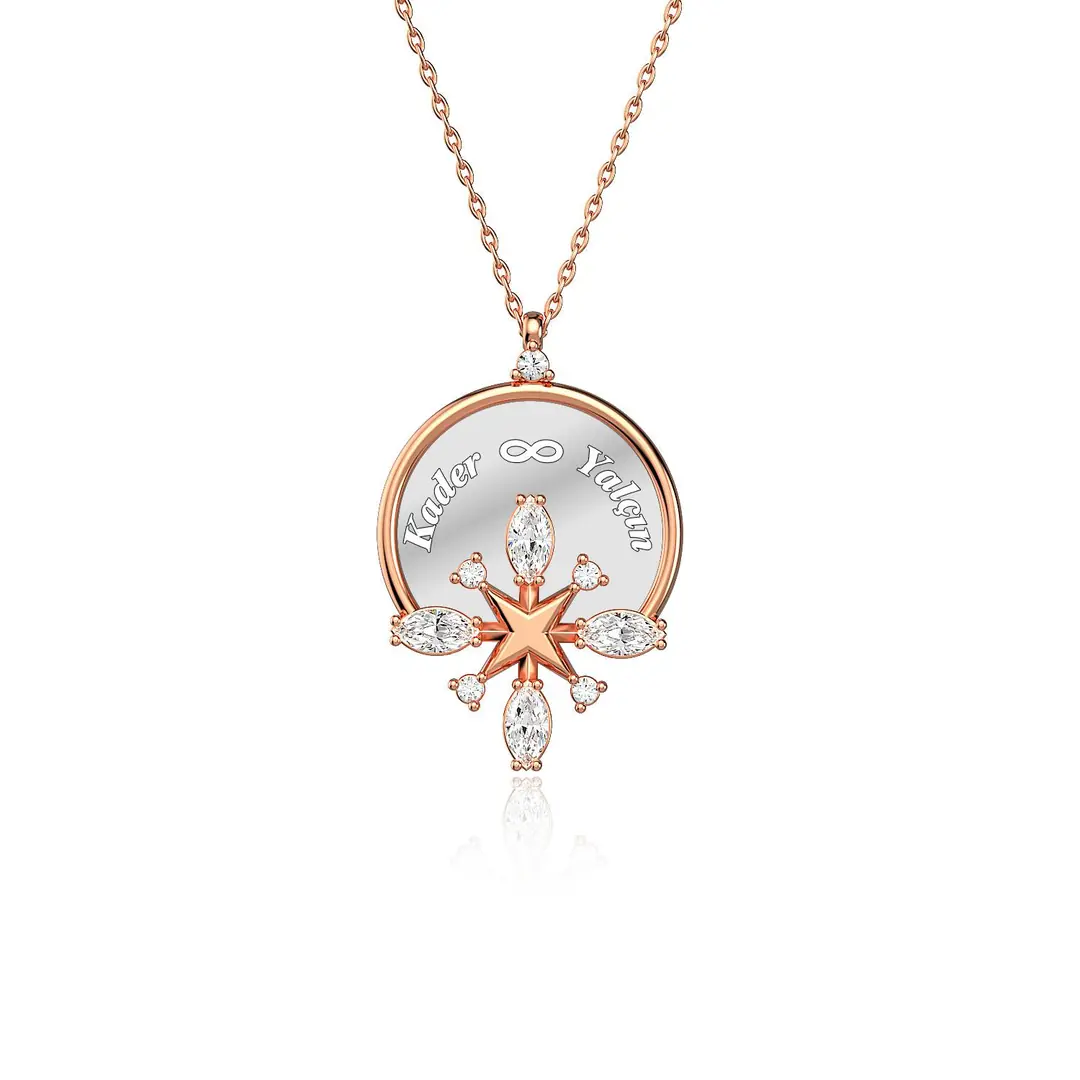 Markiz Star Personalized 2 Personalized Rose Silver Necklace