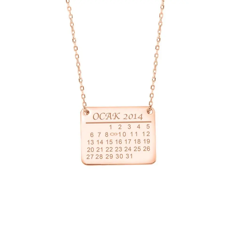 Personalized Rose Love Takvimi Silver Necklace