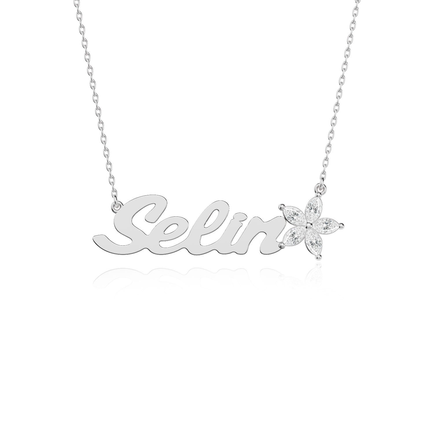 Lotus Çiçeği İsimli Beyaz Gümüş Kolye