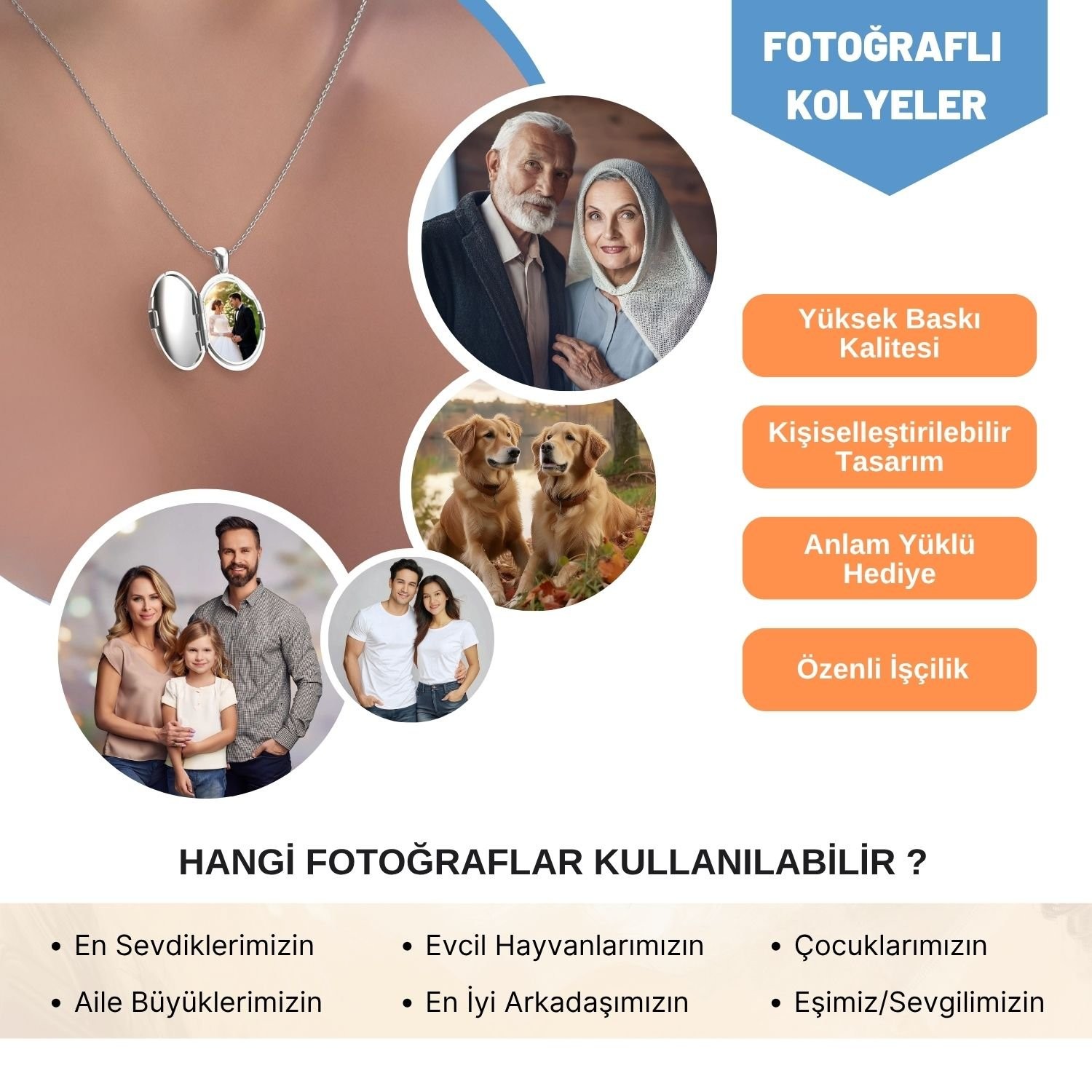 Fotoğraflı Açılabilir Mikail Meleği Beyaz Gümüş Kolye