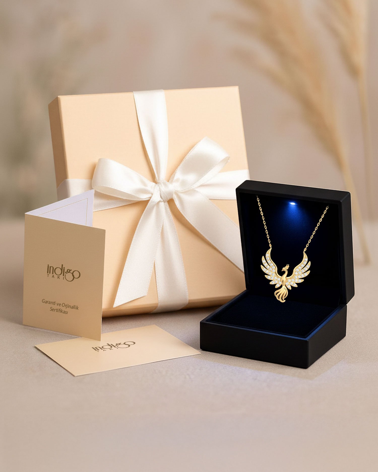 Anka Kuşu Premium Hediye Kutulu Gümüş Kolye