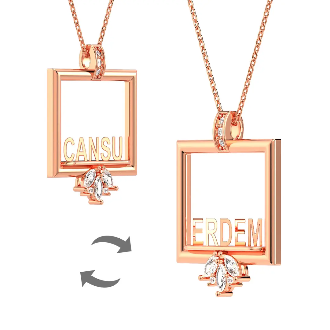 Personalized Sihirli Love Rose Silver Necklace