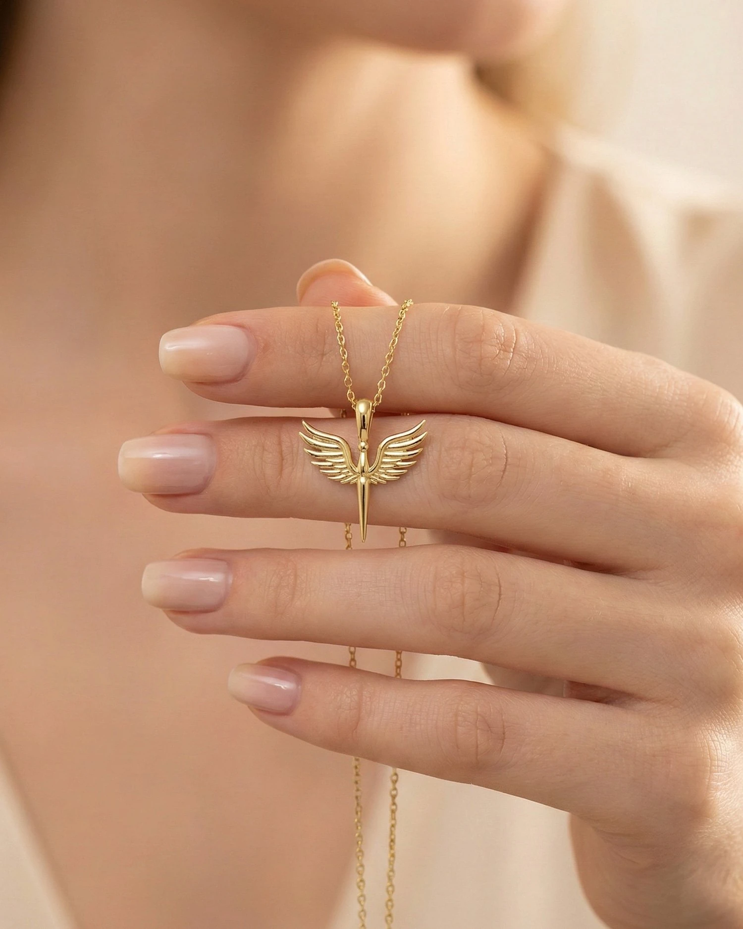 Sade Minik Mikail Meleği 14 Ayar Altın Kolye