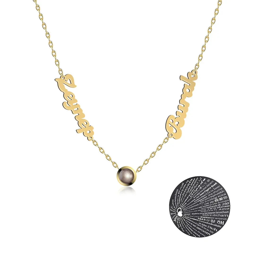 Personalized Two Personalized 100 Dilde Seni Seviyorum Silver Necklace