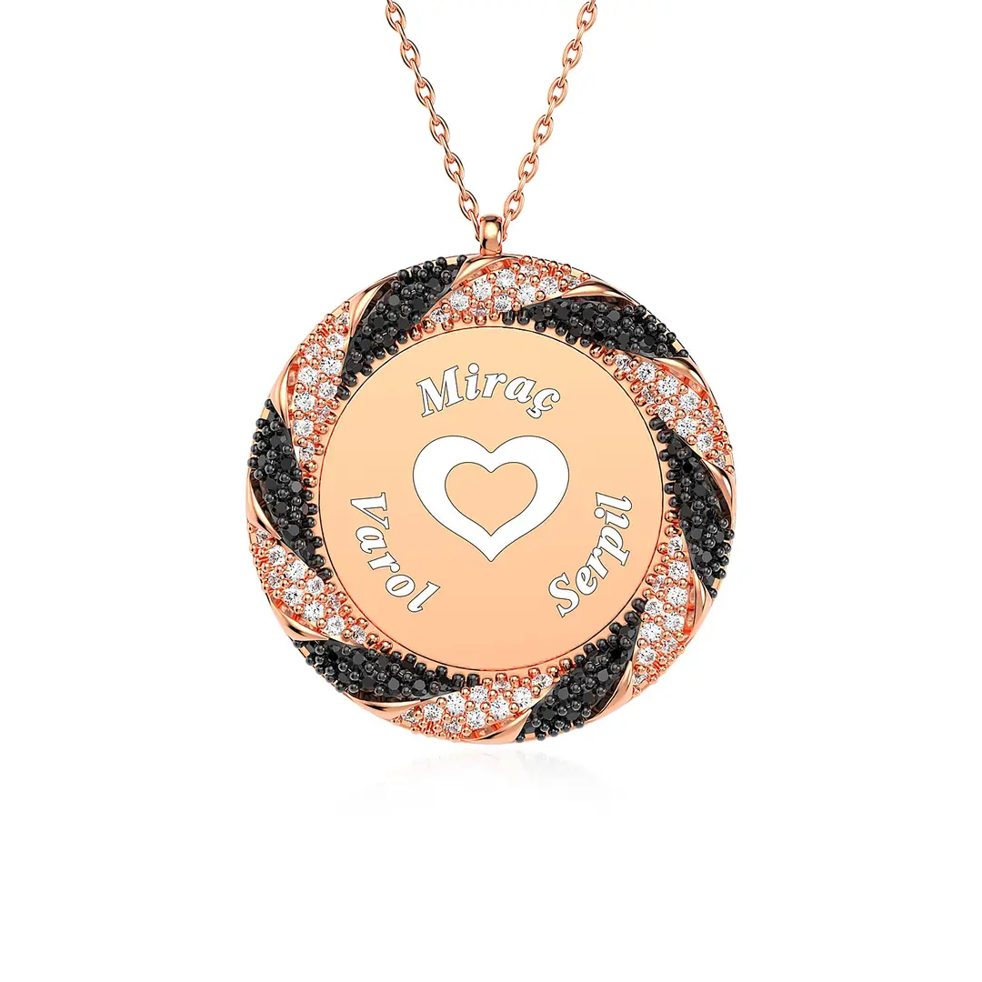 Personalized 3 Personalized Twist Frame Rose Silver Necklace