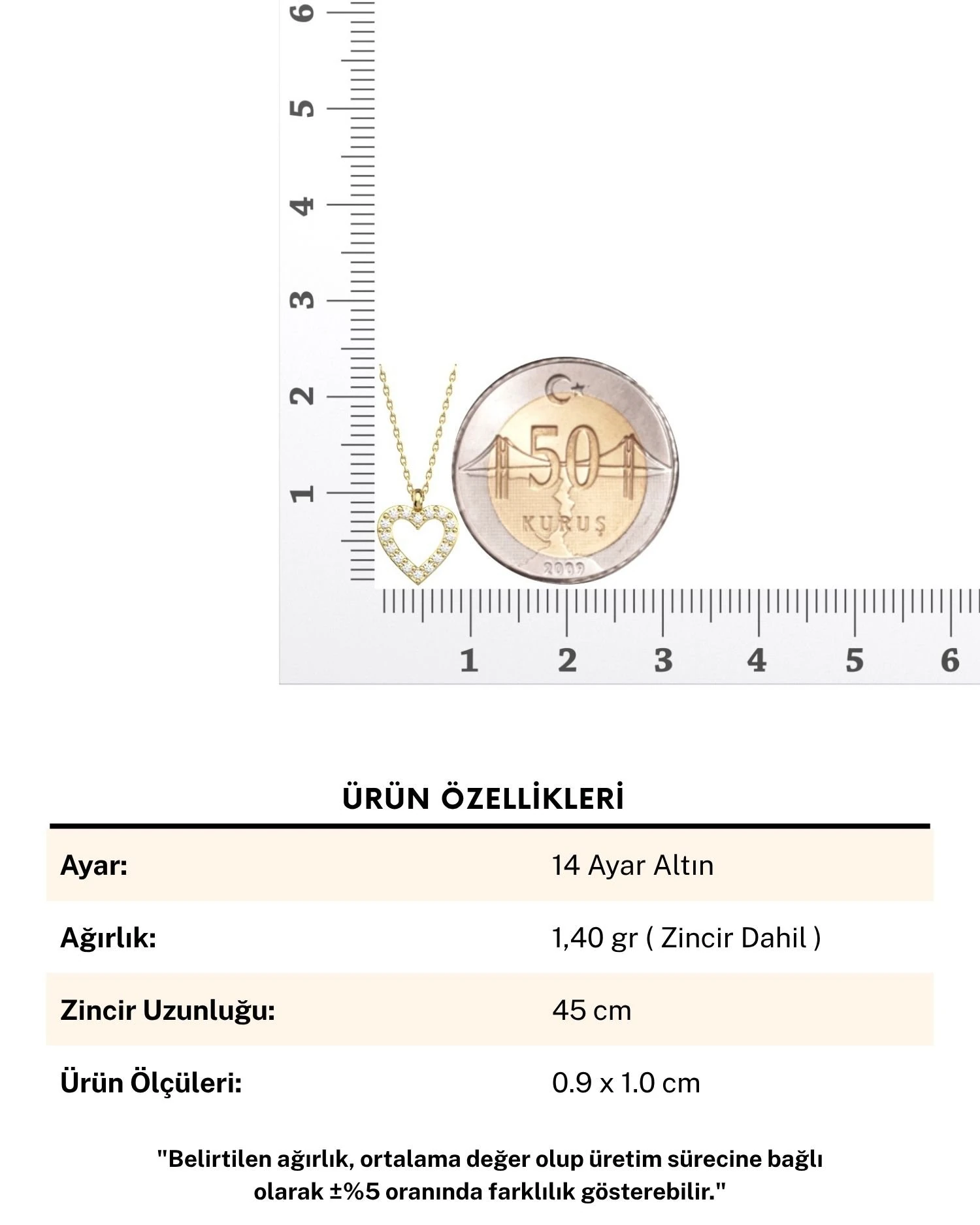 Küçük Kalp 14 Ayar Altın Kolye