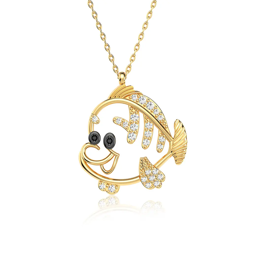 Small Sevimli Fish Gold Plated Silver Necklace