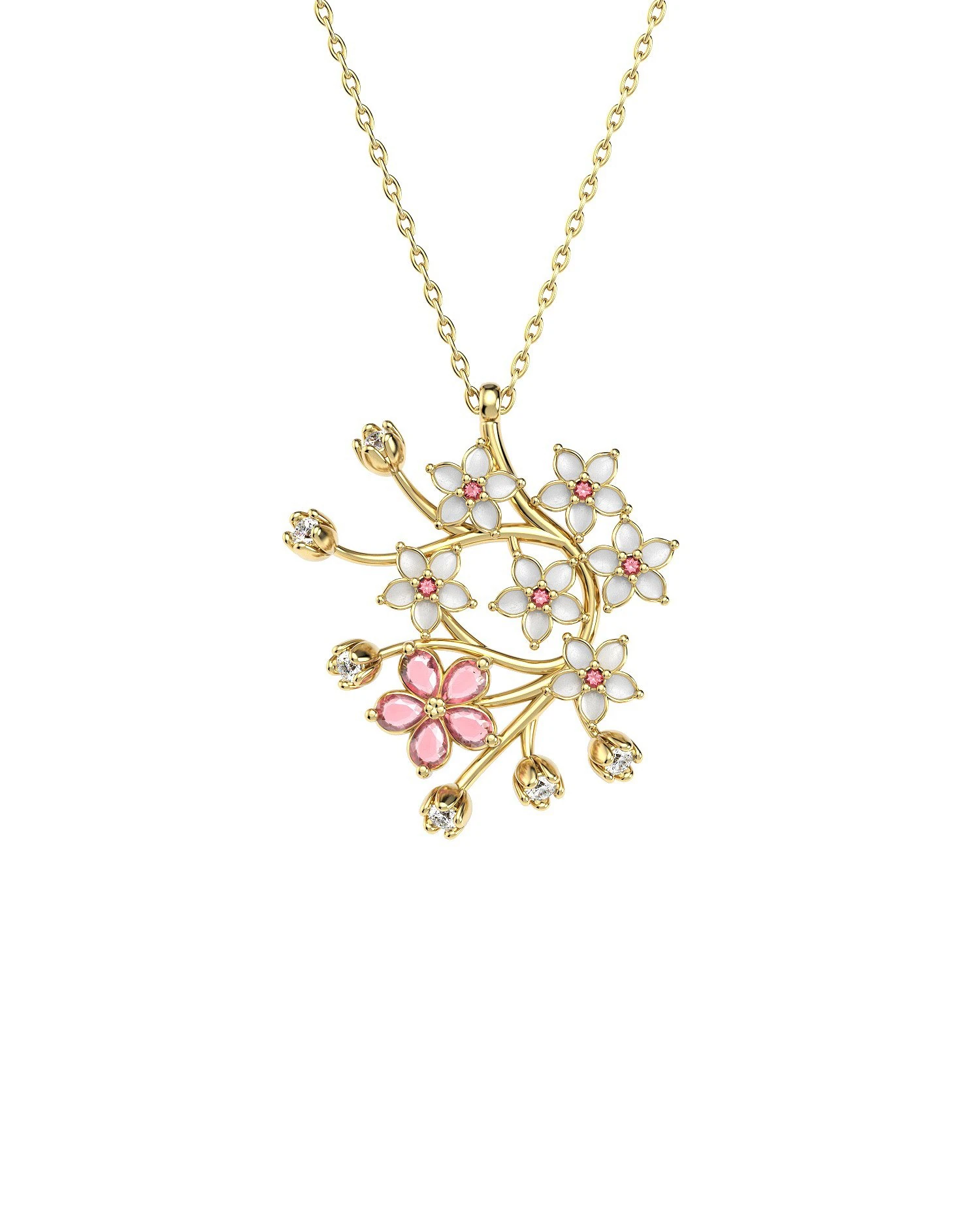 Kiraz Çiçeği Sakura 14 Ayar Altın Kolye