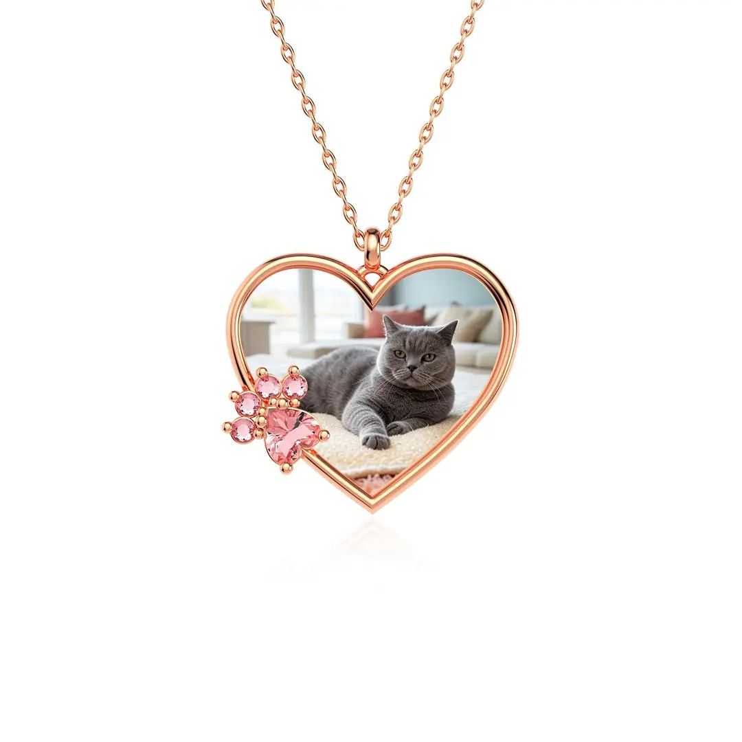 Cat Patisi Photo Rose Silver Necklace