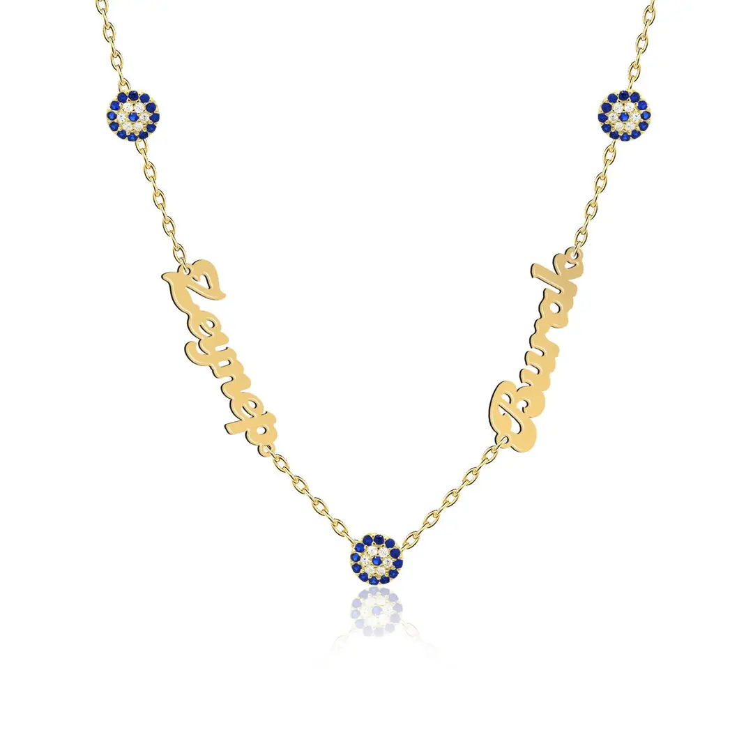 Personalized Evil Eye Two Personalized Silver Necklace