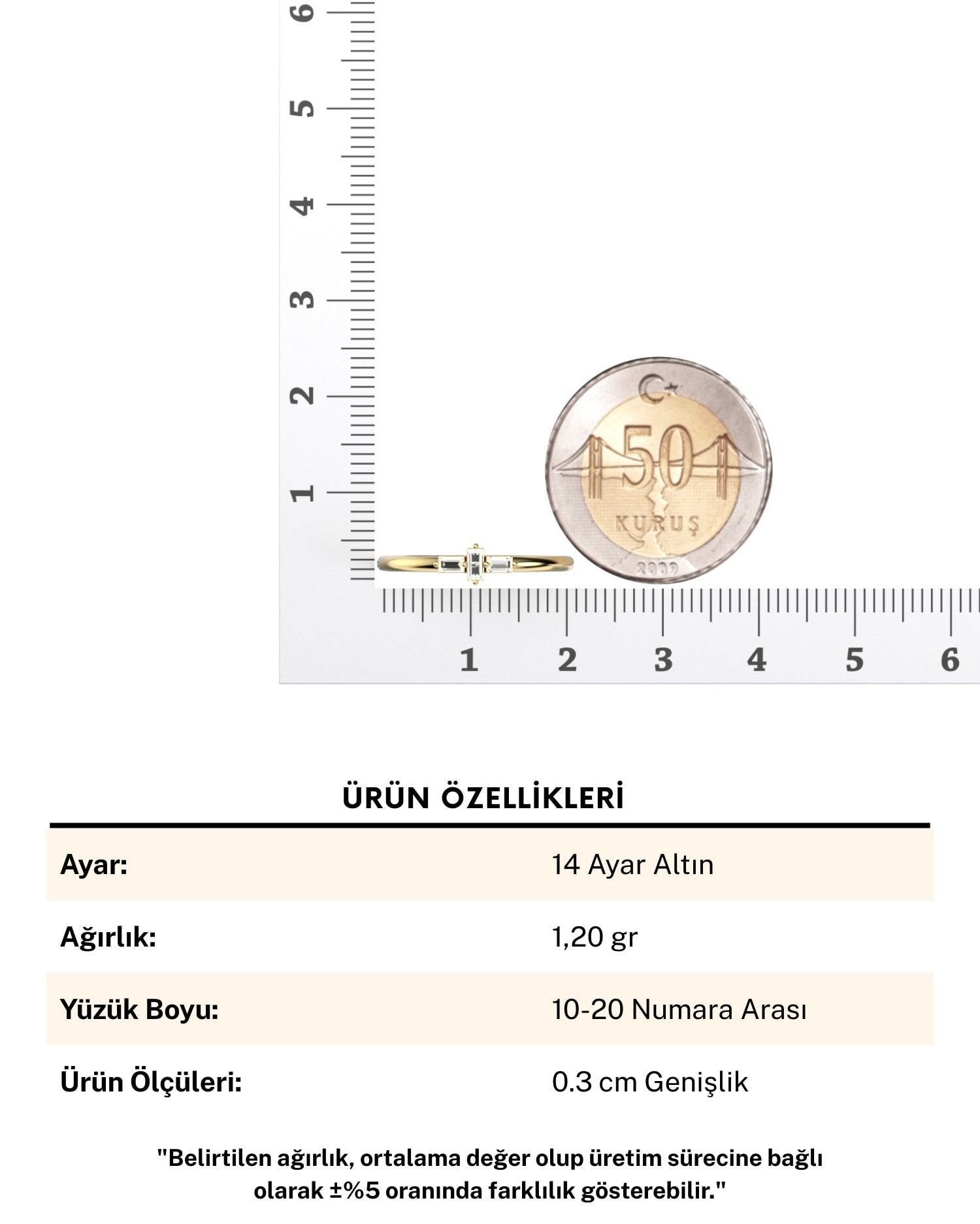 Mini Üçlü Baget 14 Ayar Altın Yüzük
