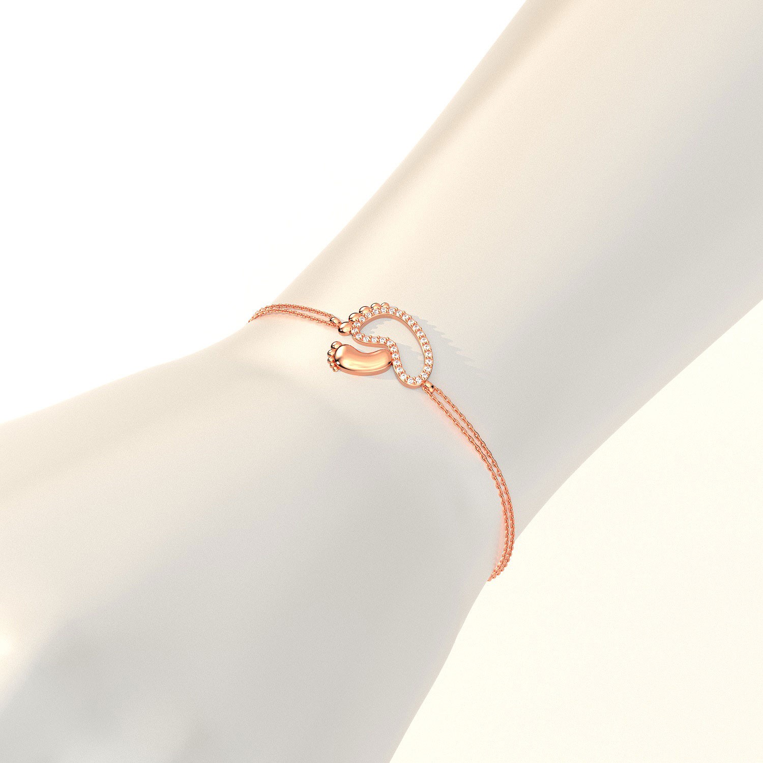 Rose Ayak İzi Gümüş Gümüş Bileklik